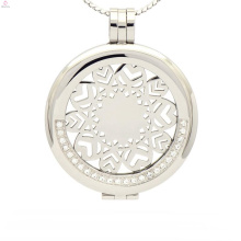 Round silver crystal coin holder pendant,stainless steel pendant coin holder